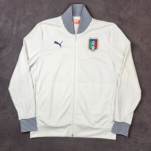 Puma Italia Track Jacket Mens Large White Full Zip Soccer Football Sports